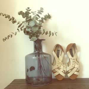 Urban Outfitters | Cream Canvas Sandals - Size 6